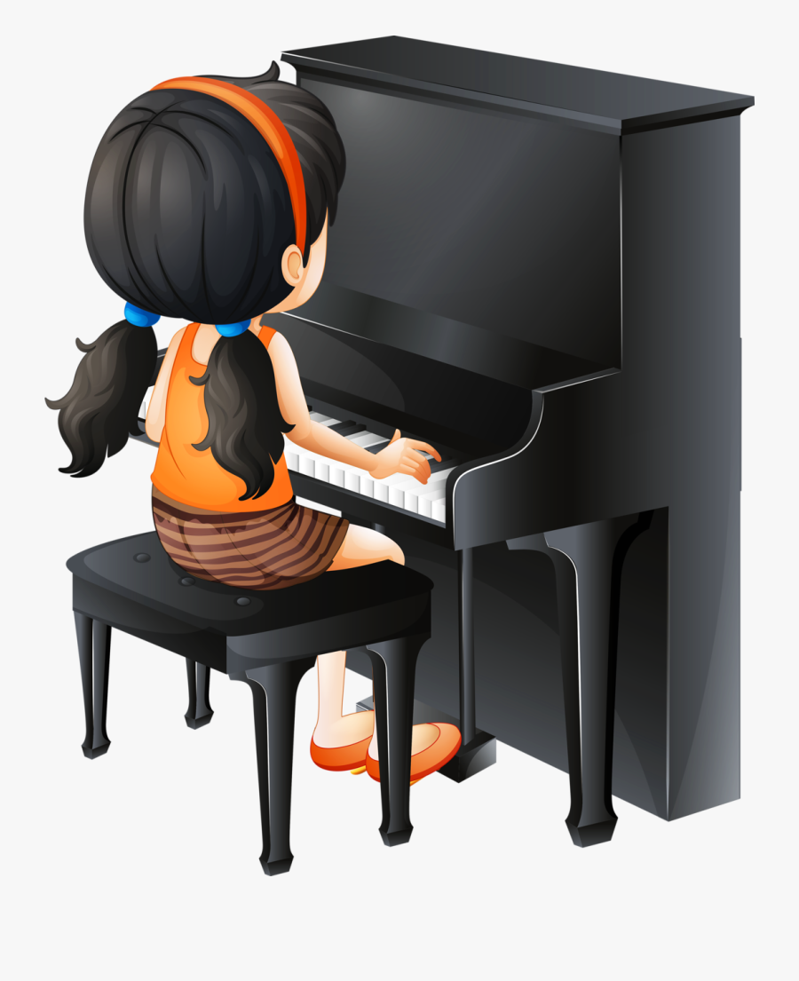 Transparent Piano Icon Png - Cartoon Girl Playing Piano, Transparent Clipart