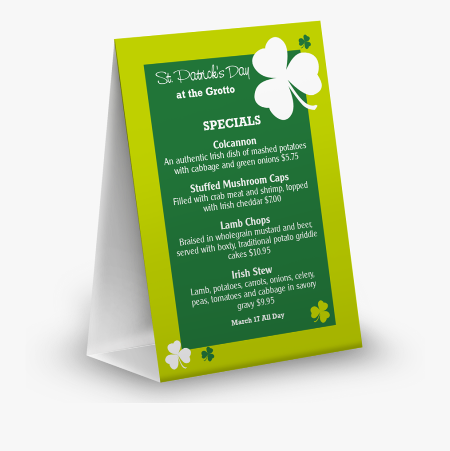 Irish Shamrock Table Tent - Jasmine, Transparent Clipart