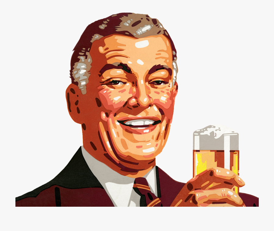 Drink Illustration Beer The With Man Clipart - Bebendo Cerveja Png, Transparent Clipart