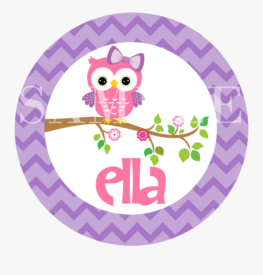 Cute Pink Purple Owl Melamine Personalized Plate Clipart - Illustration, Transparent Clipart