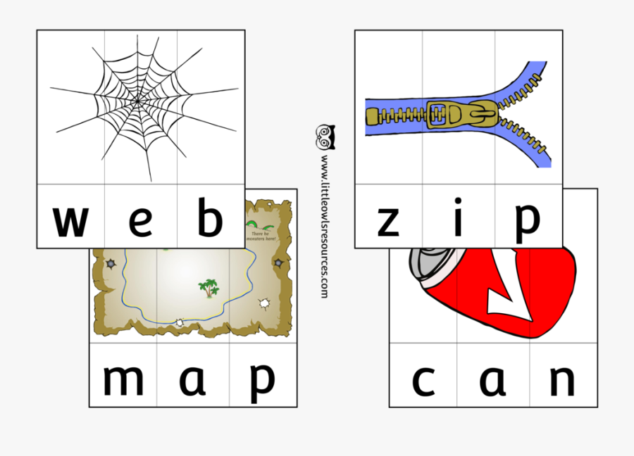 Cvc Word Slice Picture Puzzles/activities/games - Early Phonics Resources, Transparent Clipart