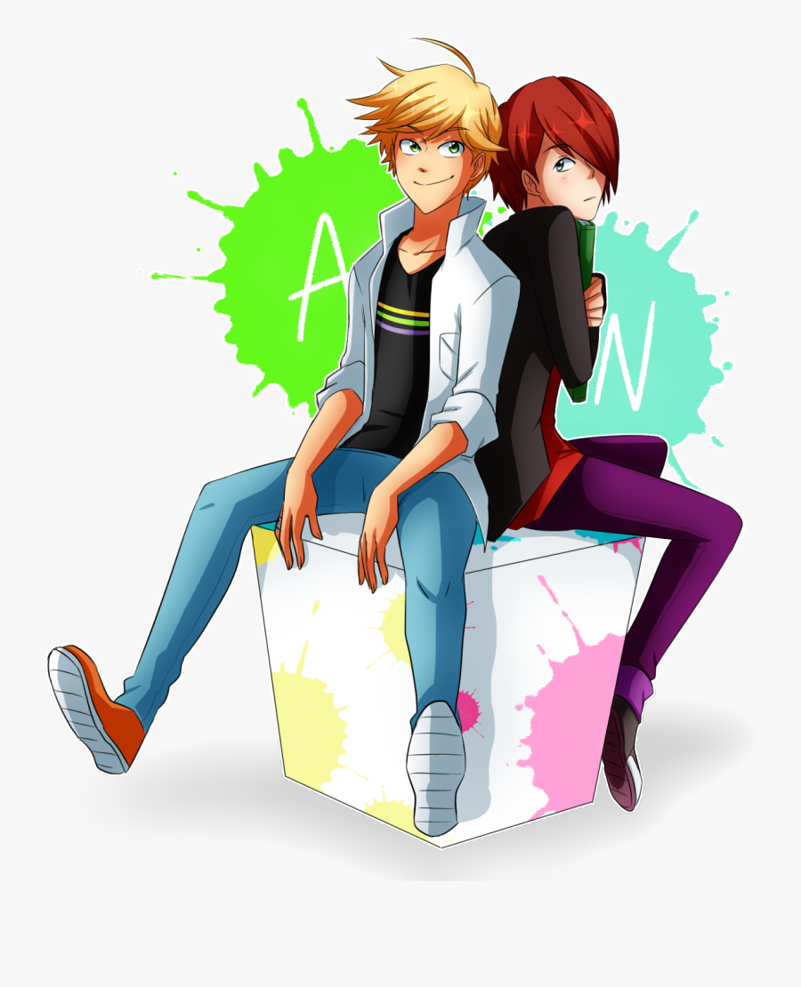 Sitting Cartoon Male Fictional Character Boy Human - Nathan And Adrien Miraculous Ladybug, Transparent Clipart
