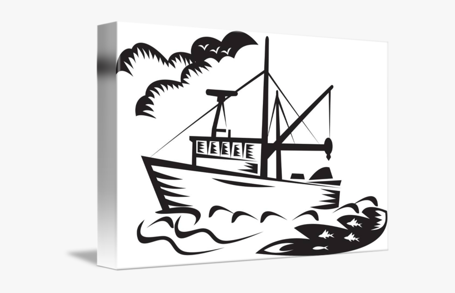 Fishing Vessel Silhouette Drawing Clip Art - Fishing Boat Ocean Drawing, Transparent Clipart