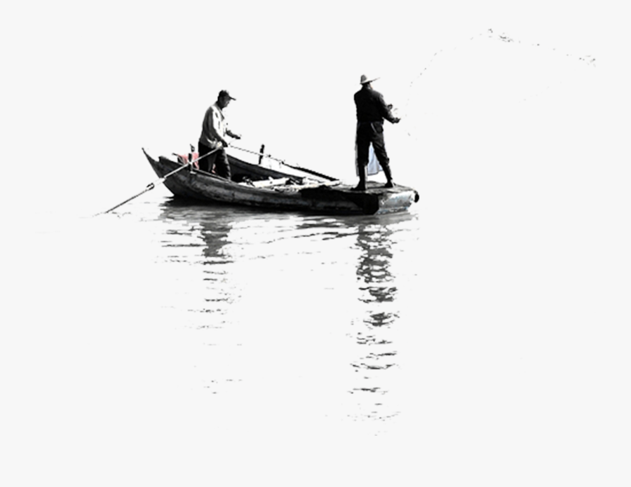 Fishing Boat Wallpaper - Black And White Boat, Transparent Clipart