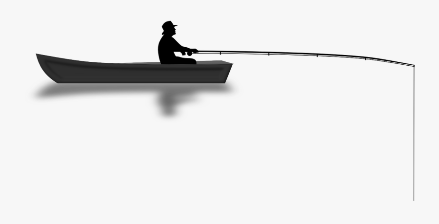 Transparent Fishing Rod Png - Man On Boat Silhouette, Transparent Clipart