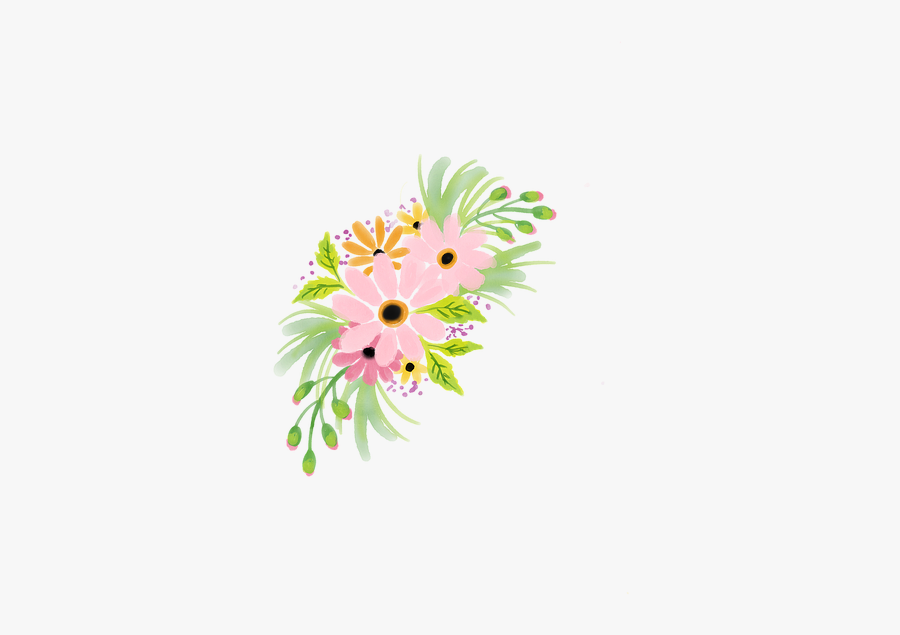 Watercolour Flowers, Watercolor, Floral, Nature - Watercolor Flowers Pink Green, Transparent Clipart