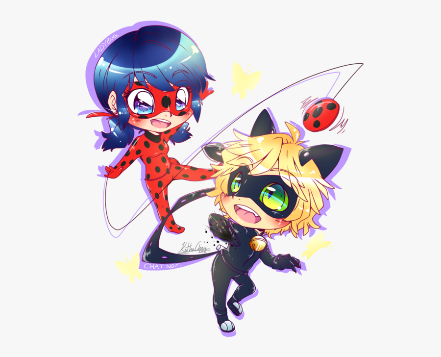 Ladybug And Cat Noir - Ladybug And Cat Noir Chibi, Transparent Clipart