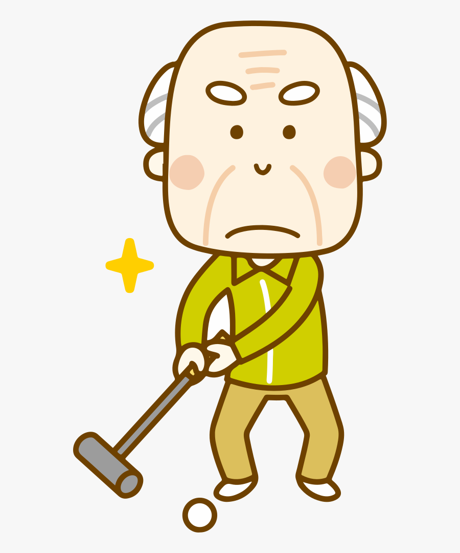 Male Croquet Player - Angry Old Man Cartoon, Transparent Clipart