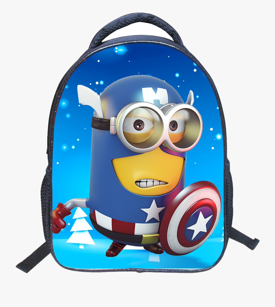 Bright Colors, Characters, Cartoons - Minion Captain America Backpack, Transparent Clipart