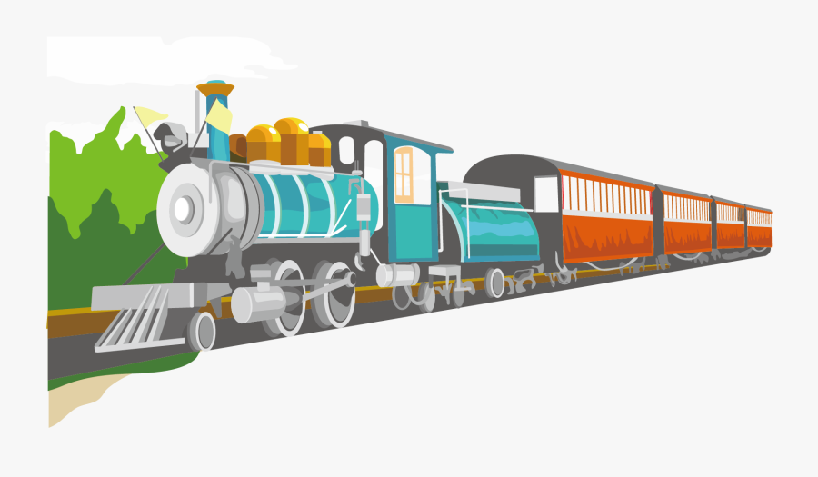 Train Rail Transport Cartoon Locomotive - Train Station Cartoon Background, Transparent Clipart
