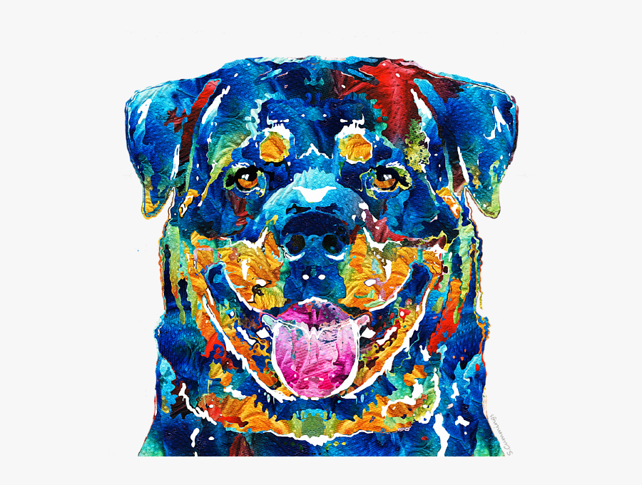 Transparent Rottweiler Png - Colorful Rottie Art - Rottweiler By Sharon Cummings, Transparent Clipart