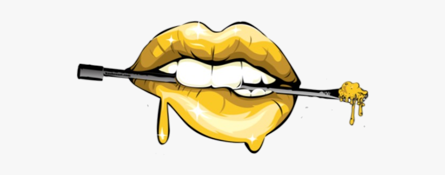 #lips #golden #gold - Cartoon Smile Gold Lips, Transparent Clipart