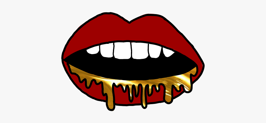 #gold #lips #drip #freetoedit - Clip Art, Transparent Clipart