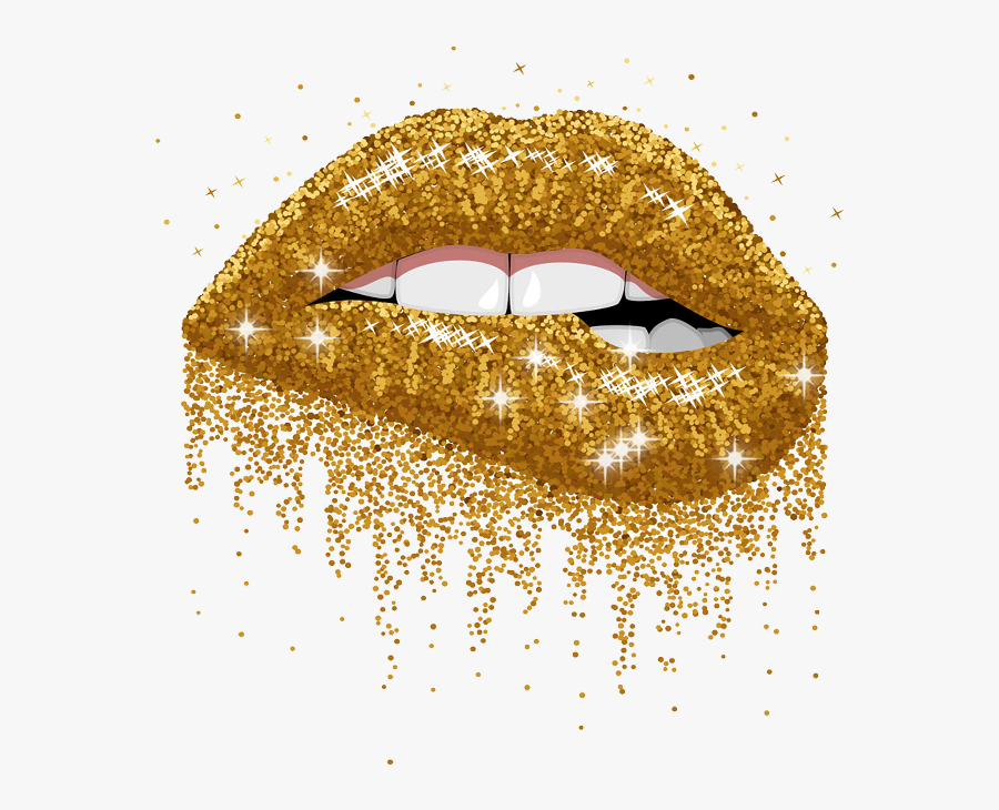 #lips #glitter #glittermakeup #glitterfashion #gold - Lips Biting Clip Art, Transparent Clipart