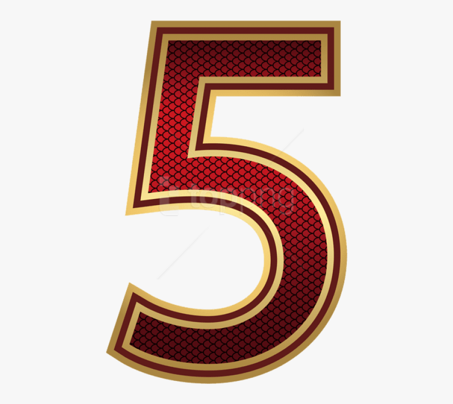 Red Clipart Number Five - Red And Gold Numbers, Transparent Clipart