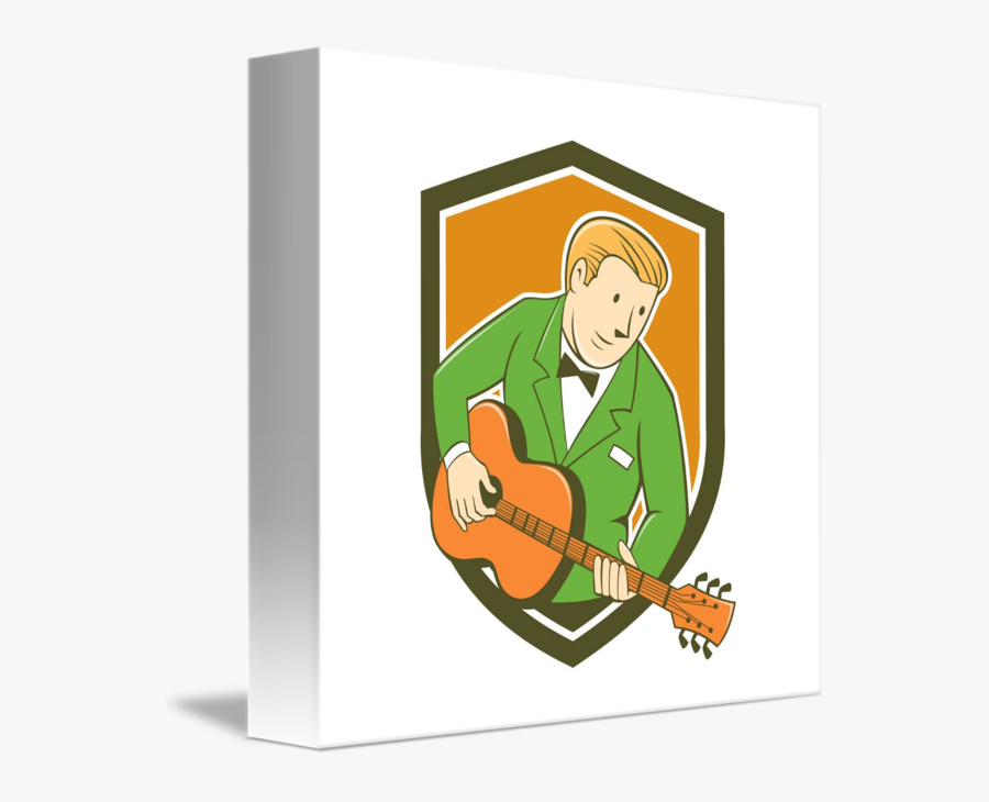 Playing Guitar Shield Cartoon - Cartoon, Transparent Clipart