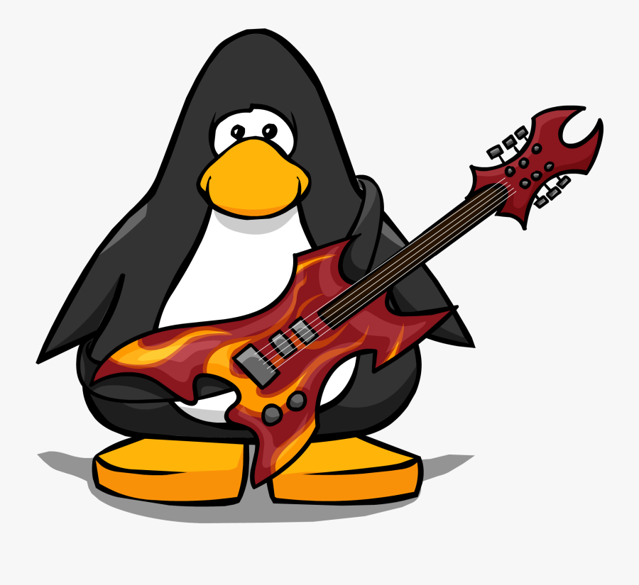 Hard Rock Guitar From A Player Card - Penguin With A Top Hat, Transparent Clipart