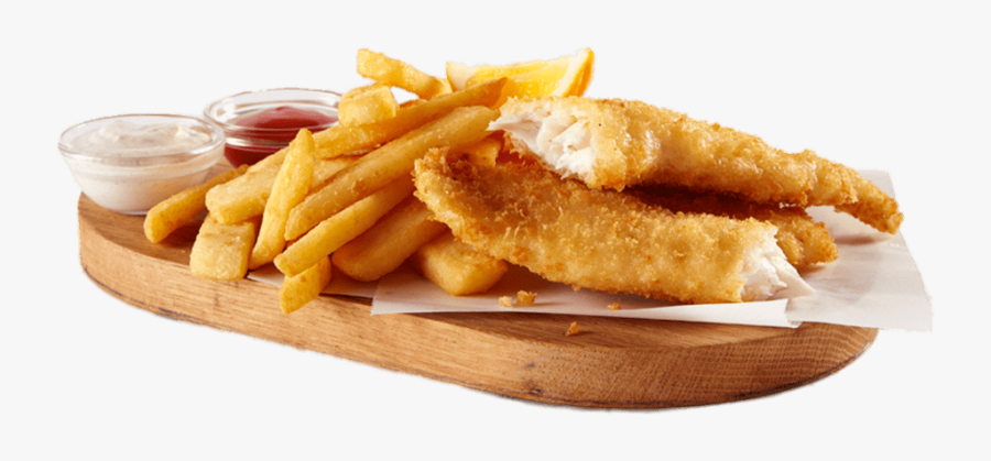 Fish And Chips On A Wooden Tray - Fish And Chips Png, Transparent Clipart