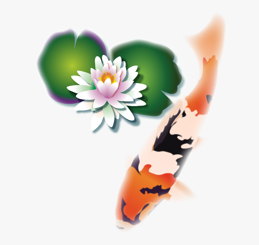 Orange/white/black/ Green, Shadow - Water Lily, Transparent Clipart