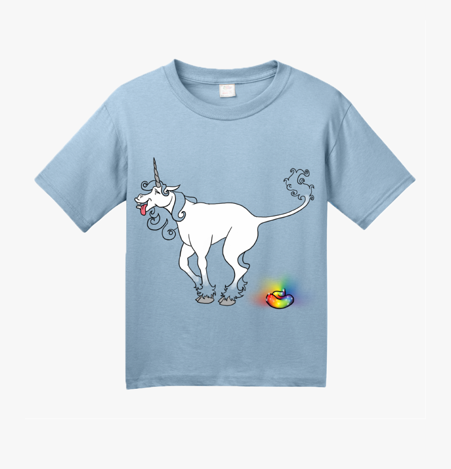 Youth Light Blue Unicorn Pooping A Rainbow Turd - Fishing Joke T Shirts, Transparent Clipart