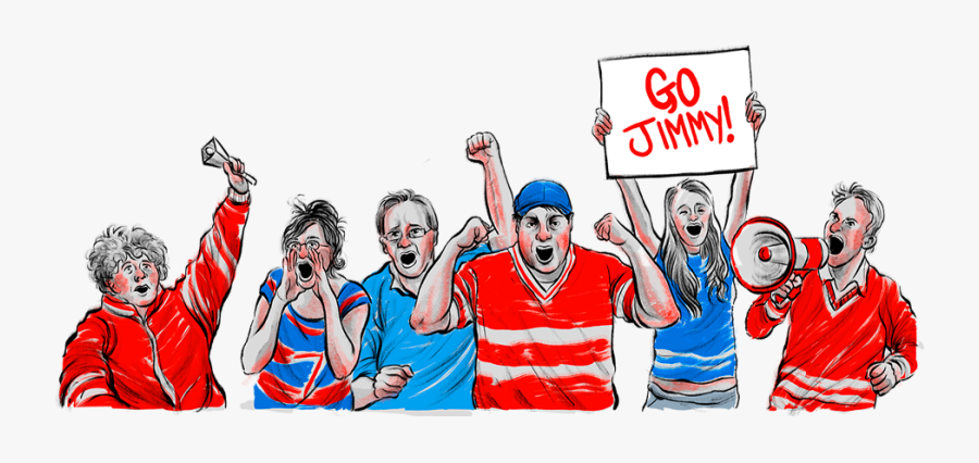 Hockey - Cartoon Hockey Fans Cheering, Transparent Clipart