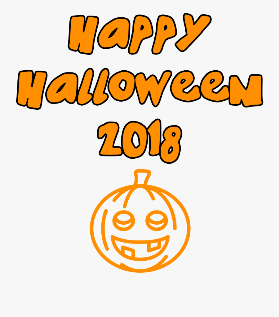 Happy Halloween 2018 Smiling Pumpkin, Transparent Clipart