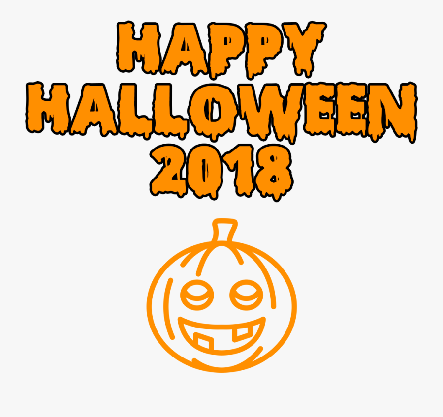 Happy Halloween 2018 Smiling Pumpkin Bloody Font, Transparent Clipart
