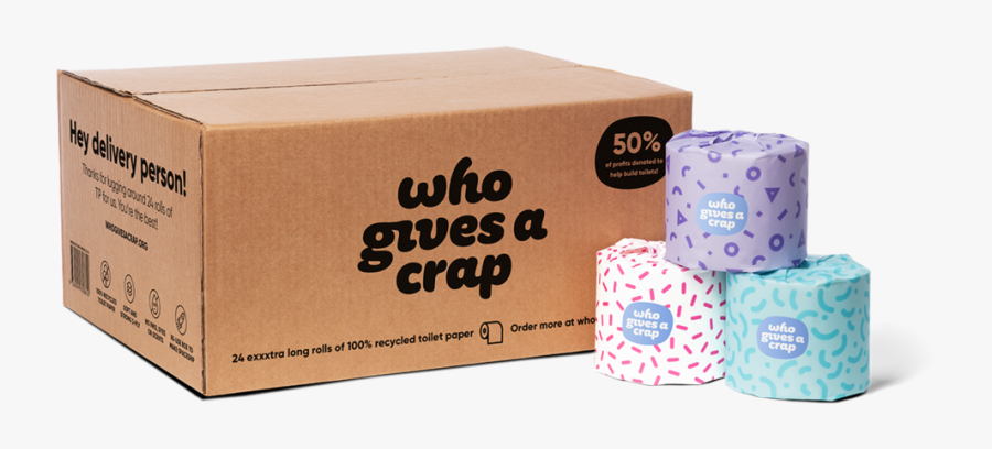 100% Recycled Toilet Paper - Who Gives A Crap 100% Recycled Toilet Paper White Carton, Transparent Clipart