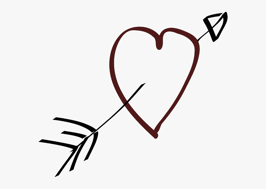 Love, Heart, Arrow, Stylistic, Hand Drawn - Heart With Arrow Clipart, Transparent Clipart