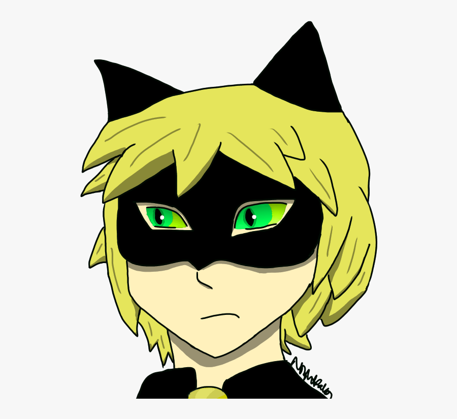 Cat Noir Headshot - Cartoon, Transparent Clipart