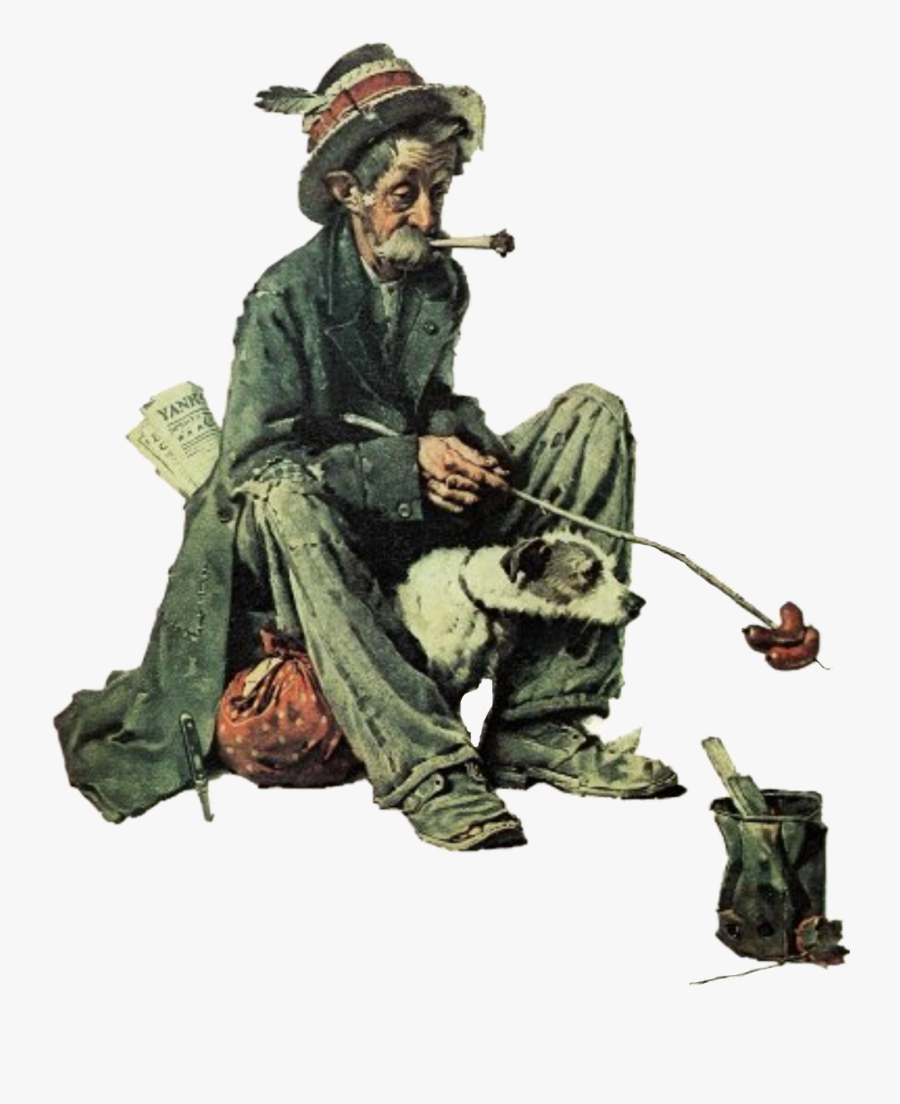 #stickers #hobo #man #oldman #homeless #freetoedit - Norman Rockwell Hobo, Transparent Clipart