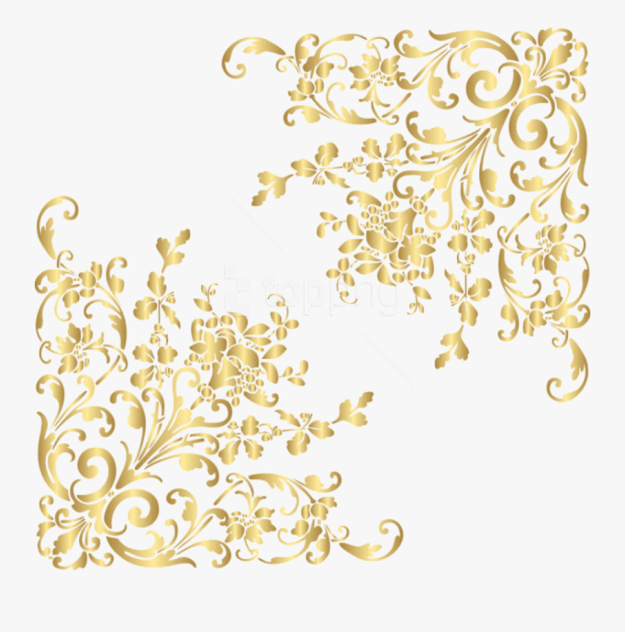 Transparent Corner Spider Web Clipart - Transparent Background Gold Corner Border Png, Transparent Clipart