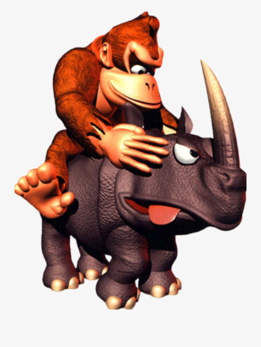 #donkey Kong #n64 #vintage - Donkey Kong And Rambi, Transparent Clipart
