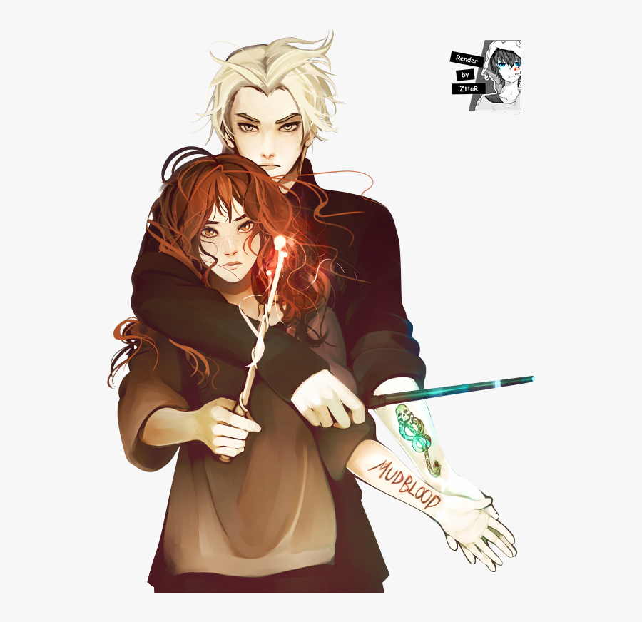 Anime Draco Malfoy And Hermione Granger, Hd Png Download - Draco Malfoy Hermione Anime, Transparent Clipart