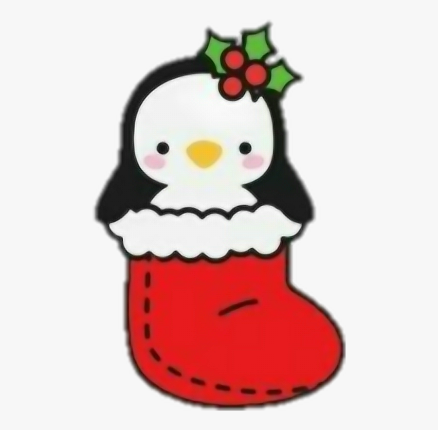#penguin #stocking #holly #mistletoe #christmas - Christmas Day, Transparent Clipart