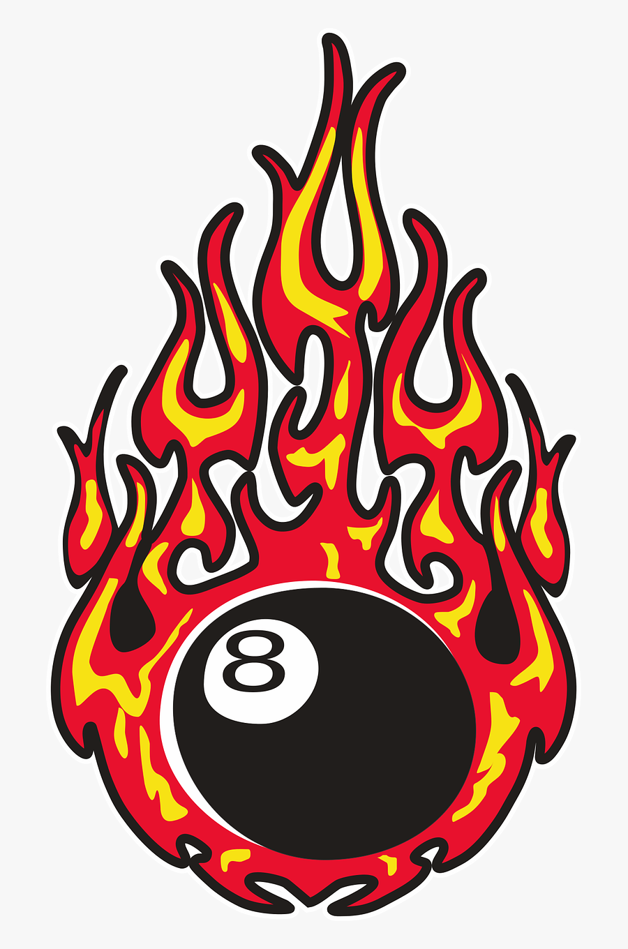 Transparent Burning Png - Eight Ball On Fire Png, Transparent Clipart