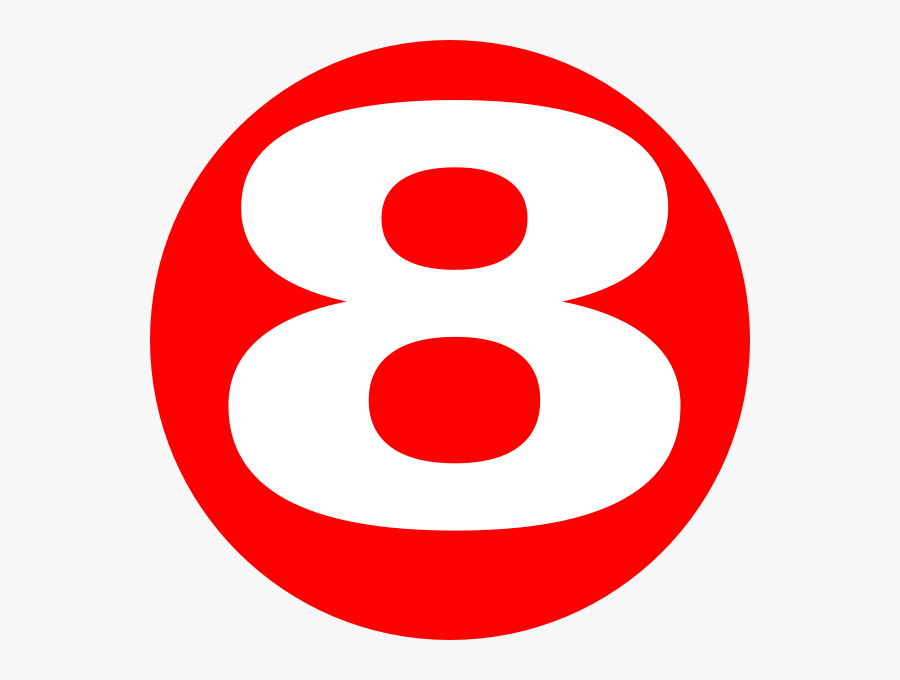 Number 8 In Red Circle, Transparent Clipart