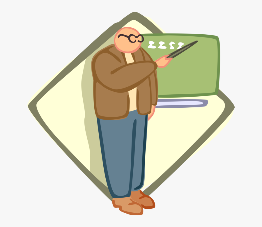 Teacher With Pointer And - Cartoon, Transparent Clipart