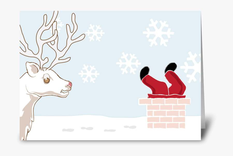 Silly Santa Stuck In Chimney Greeting Card - Illustration, Transparent Clipart