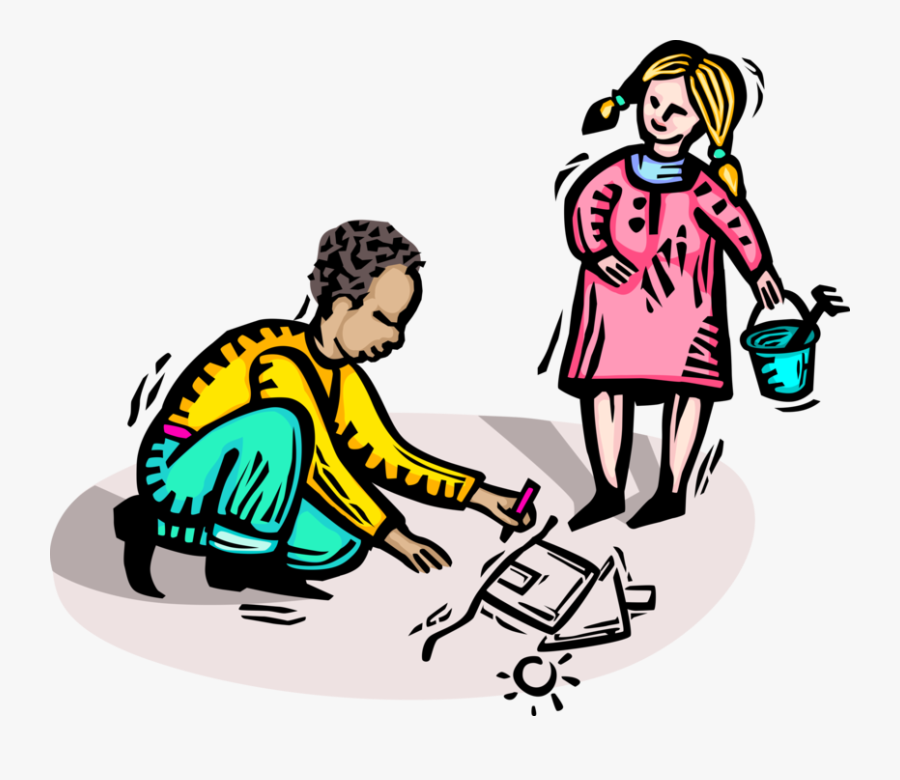 Vector Illustration Of Children Play In Playground, Transparent Clipart
