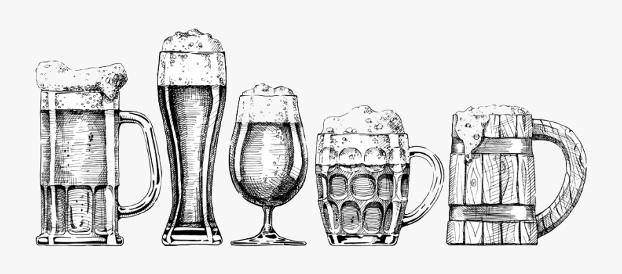 Foam Illustration Glass Beer Glassware Drawing Clipart - Beer Glass Hand Drawn, Transparent Clipart