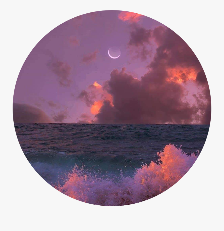 Sky Ocean Sea Clouds Moon Background Blue Pink Art Free Transparent Clipart Clipartkey