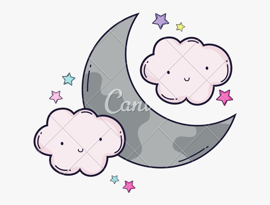 Cloud And Moon Cartoon, Transparent Clipart