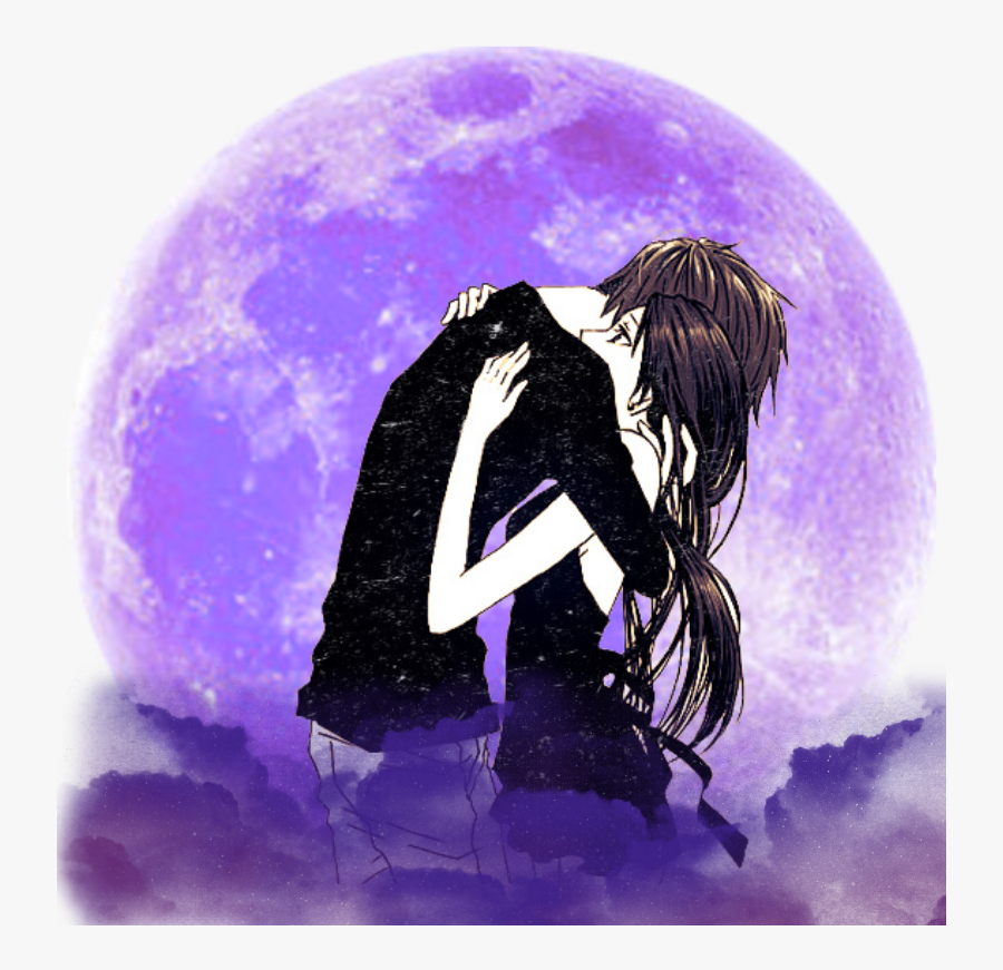 #anime #relationship #couple #moon #cute #night #boy - Cute Anime Short Girl &- Tall Boy, Transparent Clipart