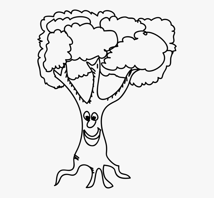 Art,symmetry,monochrome Photography - Tree With Face Drawing, Transparent Clipart