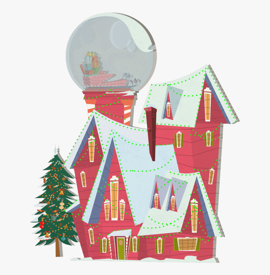 Background Exterior Santa House Winter Globe House - Santa House Animated, Transparent Clipart