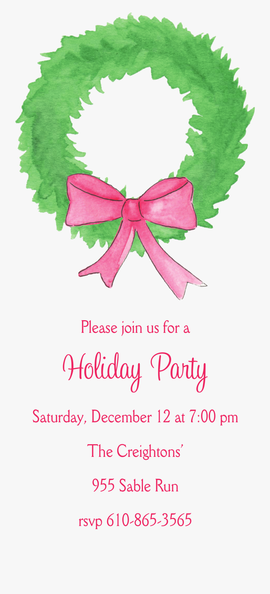 Minimalist Wreath Christmas Open House Party Invitations - Graphics, Transparent Clipart