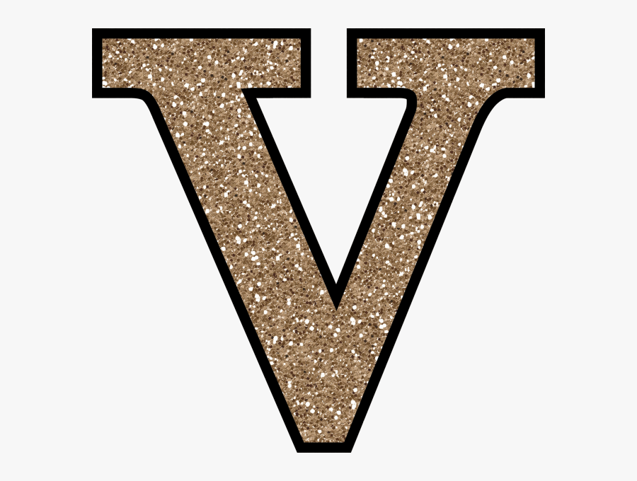 J Transparent Sparkly - Gold Glitter Letter V, Transparent Clipart