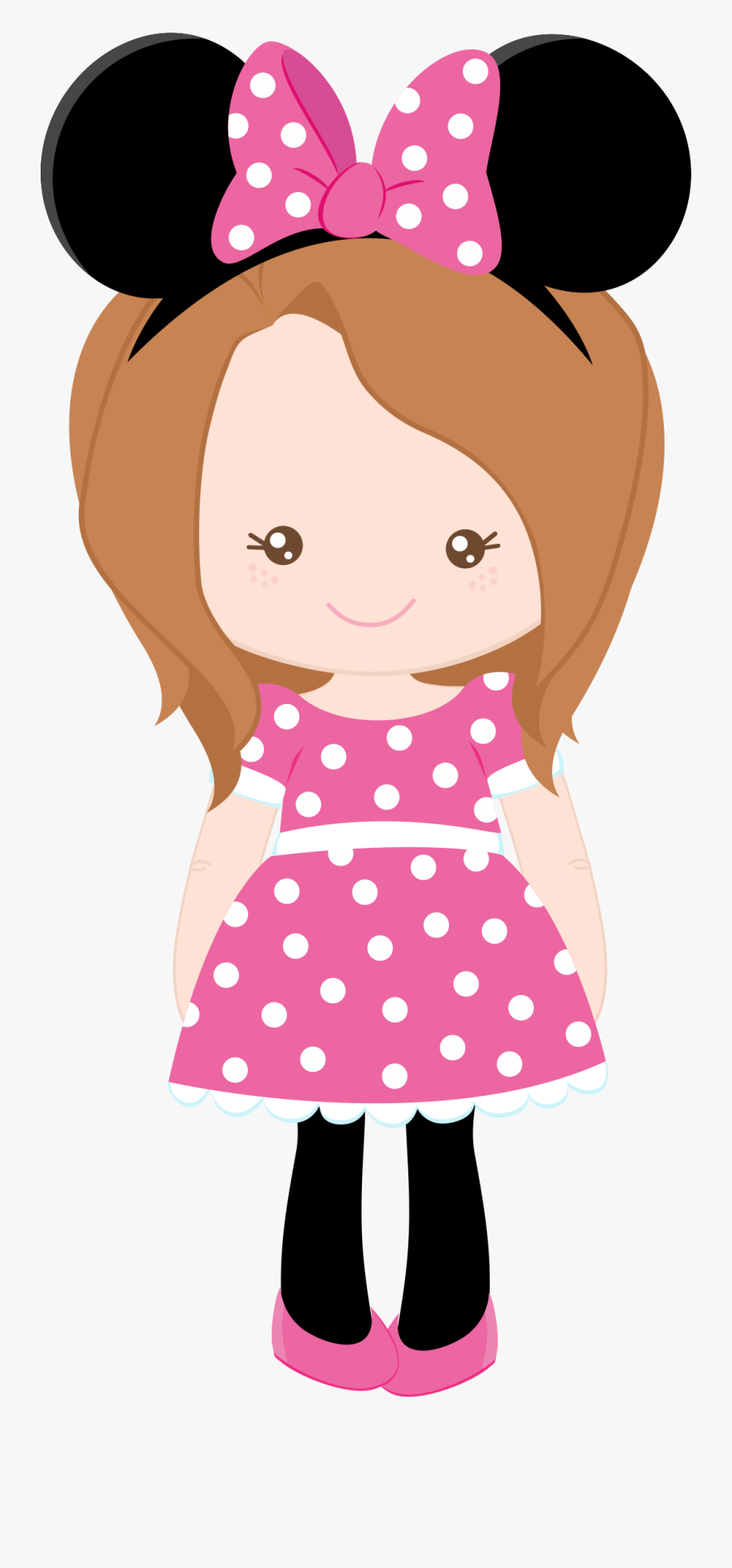 Girl Clipart Mouse - Pink Minnie Mouse Dress Png, Transparent Clipart