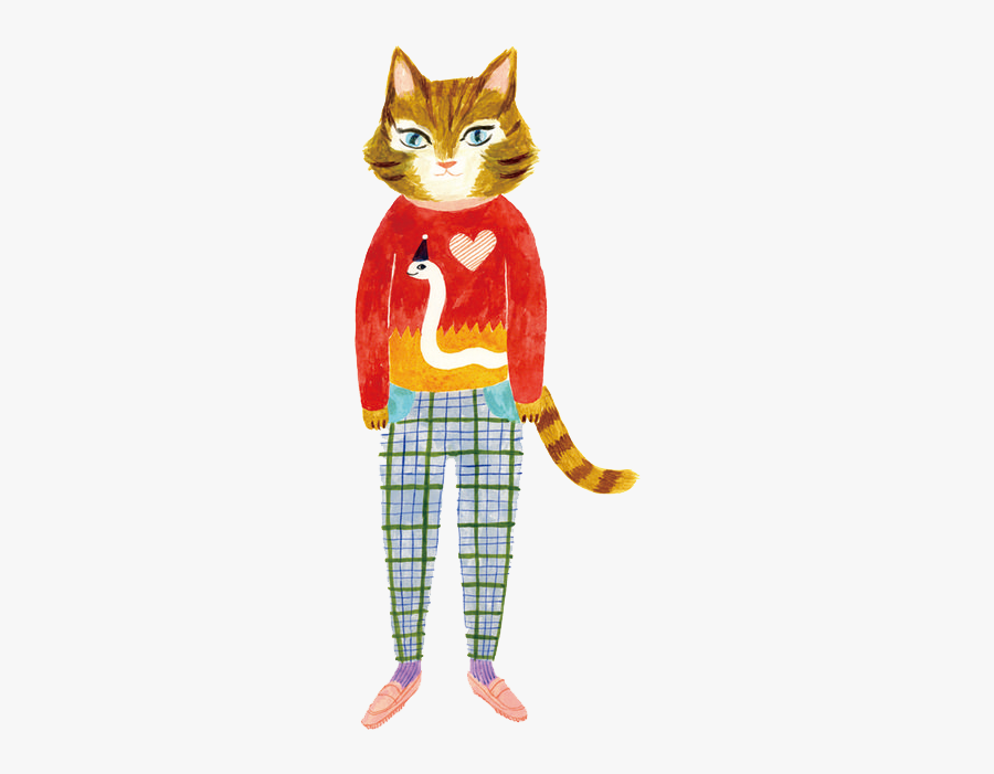 Cat Wearing Clothes - Cat In Clothes Cartoon, Transparent Clipart